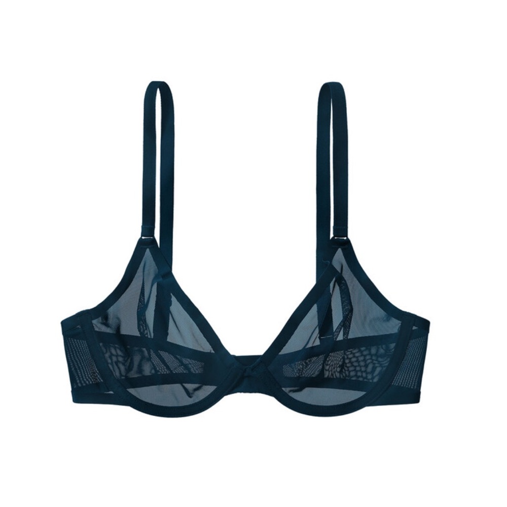 CUUP Mesh Plunge 36 H Navy Underwire Bra